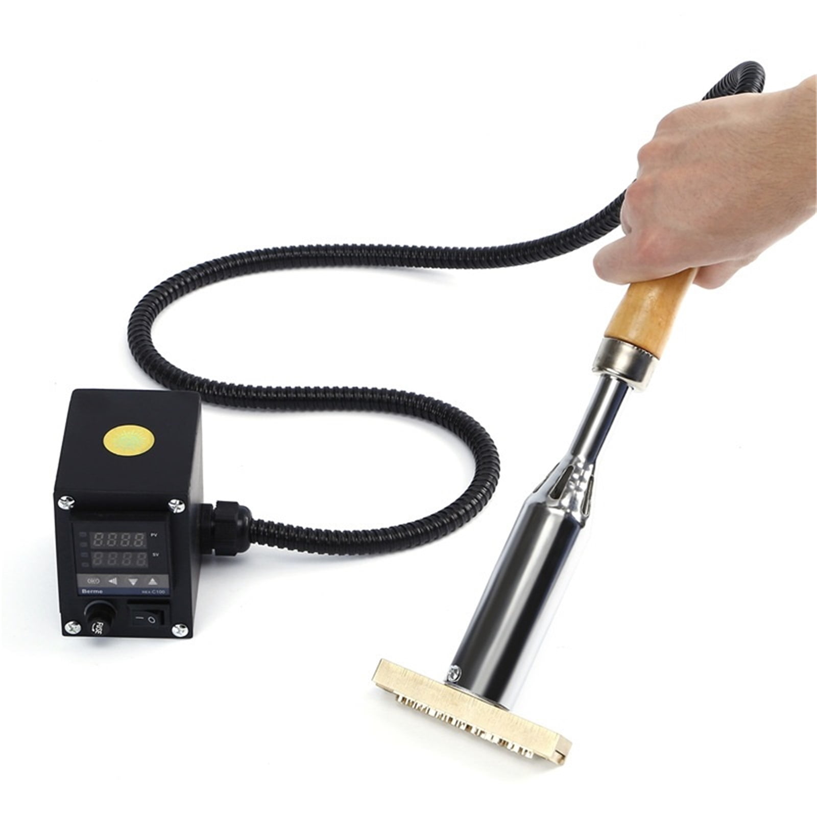 300W Digital Display Handheld Stamping Machine With Wood Handle Soldering Iron For Leather Paper Wood &packaging ,Widely Use