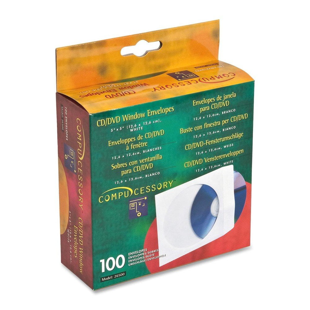 Compucessory,CCS26500 , Sobres de Ventana Blancos CD/DVD, 100 / Caja ...