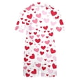 thumbnail image 2 of Jalioing Pajama Set for Women 2 Piece Heart Print Short Sleeve Button Down Shirt and Pajama Shorts Set Comfy Loungewear Set, 2 of 8