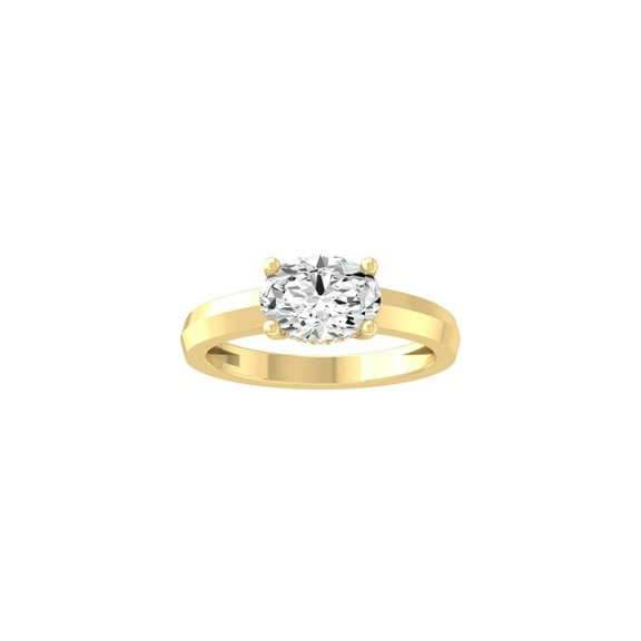 Araiya Fine Jewelry 10K Yellow Gold Oval and Round-shape Lab Grown Diamond solitaire Engagement Ring (1 1/2 Cttw, D-F Color, VS1 Clarity) Size 6.5