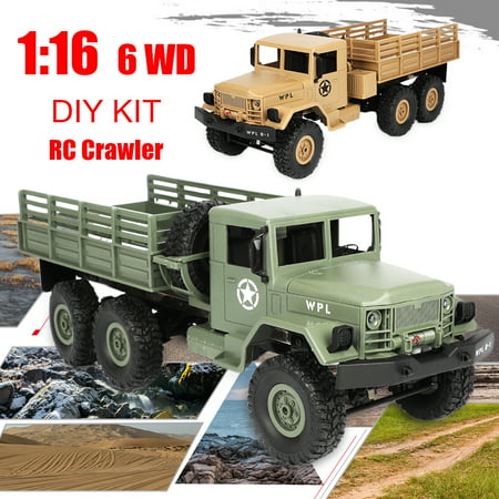 WPL B-16 1:16 2.4G 6WD Off-Road RC Military Truck Rock Crawler DIY Kit WPL Remote Control Toy Best Birthday Christmas Gifts For (Best Rc Crawler Tires)