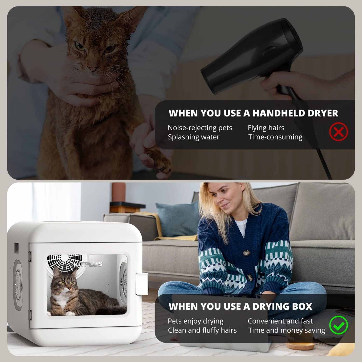 Pefilos 22" Pet Hair Dryer Box, Ultra Quiet Blow Dryer 6L Capacity for Cats and Small Dogs, Automatic Pet Dryer, White Pefilos 22" Pet Hair Dryer Box, Ultra Quiet Blow Dryer 6L Capacity for Cats and Small Dogs, Automatic Pet Dryer, White