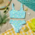 thumbnail image 6 of CCRFTGI Swimsuit for Kids Girls Size 10-12 Two Piece Sets Swimming Bathing Suit Beach Vacation Stars Bikinis Summer Cute Girls Clothes Swimsuits Swimwear Cyan 1-2 Years, 6 of 9