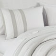 thumbnail image 6 of Chezmoi Collection Liliana Queen Bed in a Bag 7-Pieces White Gray Geometric 3D Embroidery Pleated Stripe Comforter Set with Sheets All Season Bedding Set, Queen, 6 of 9