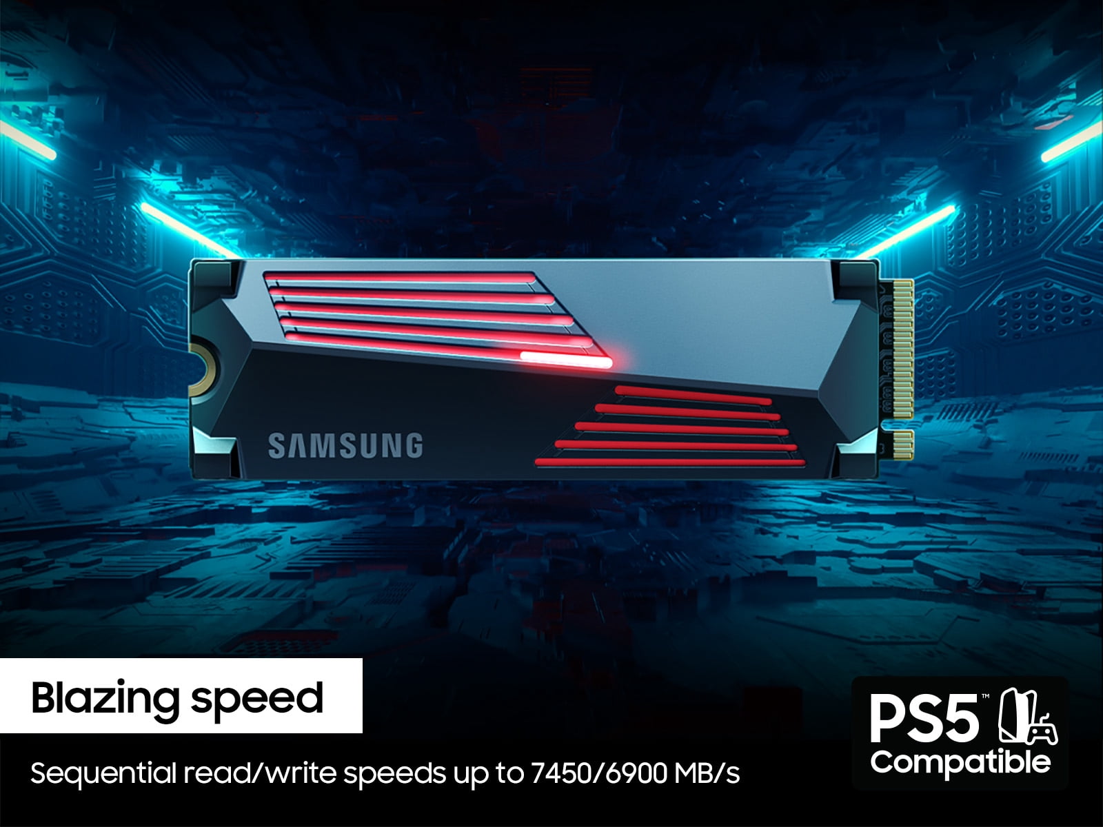 Samsung SSD 990 PRO with Heatsink 2TB, PCIe 4.0, Seq. Read Speeds Up-to 7,450MB/s, Compatible with PlayStation®5 (MZ-V9P2T0CW)