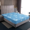 thumbnail image 4 of Anchor Pattern Bed Sheets Set Coastal Sea Twin Sheet Set,White Anchor Printed Sheets,Glitter Stripes Bed Set, 4 of 7