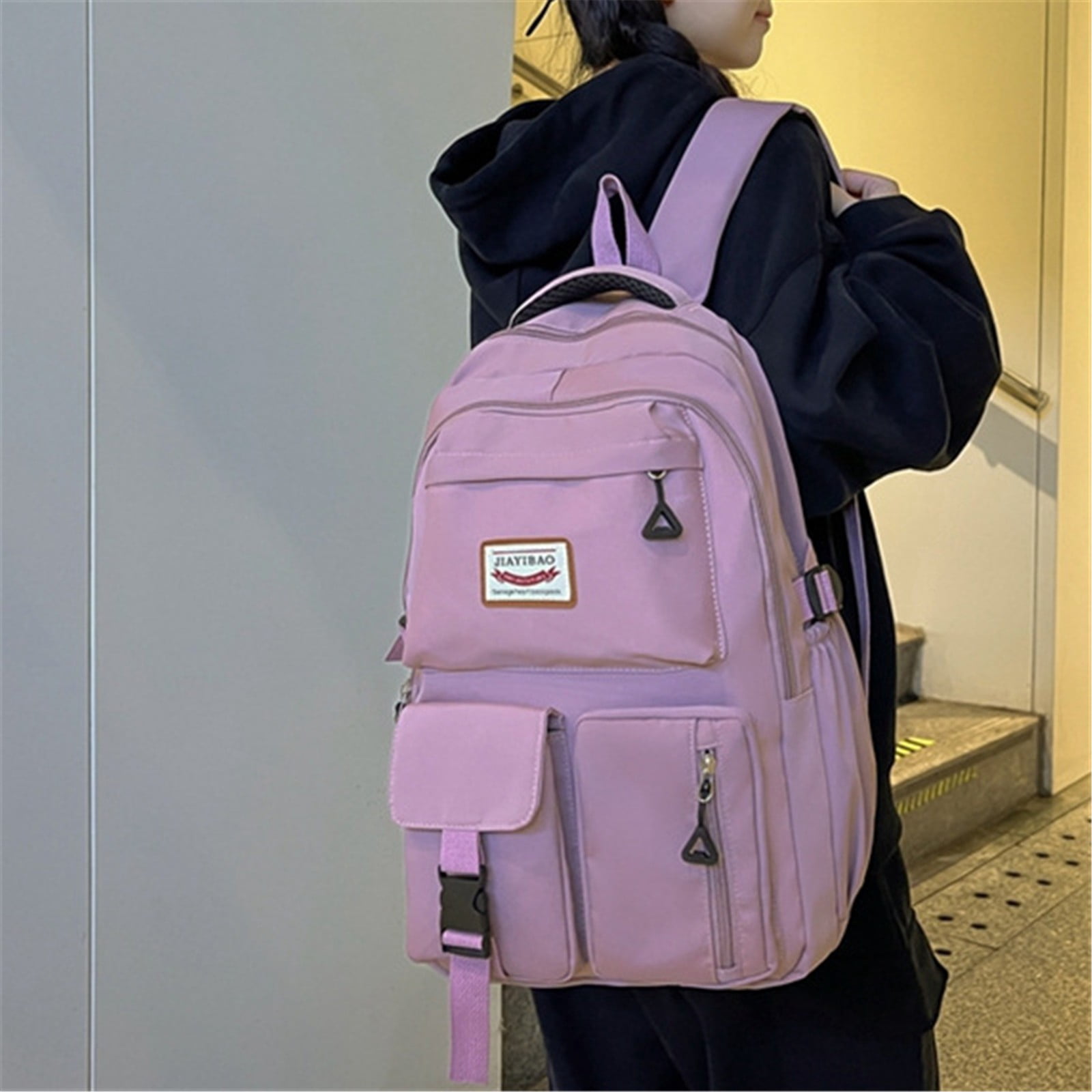 Goowood Pink Laptop Backpack Women Cute Daypack Travel Work Mochilas Para Mujer Water Resistant Bookbag