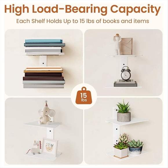 Invisibility Floating Book Shelves for Wall, Loads 60LBS, Vertical Spine Book Tower Floating Bookshelves 2 Pack