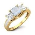 thumbnail image 2 of 2.11 Cts Square Cut Halo Three Stone Moonstone Gemstone 925 Sterling Silver Gold Vermeil Women Valentines Day Gifts Ring, 2 of 3