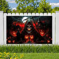 thumbnail image 2 of Spooky Design Halloween Banner Skeleton Illustration Pumpkin Graphics Haunted House for Holiday Party Event Indoor Decoration, 2 of 8