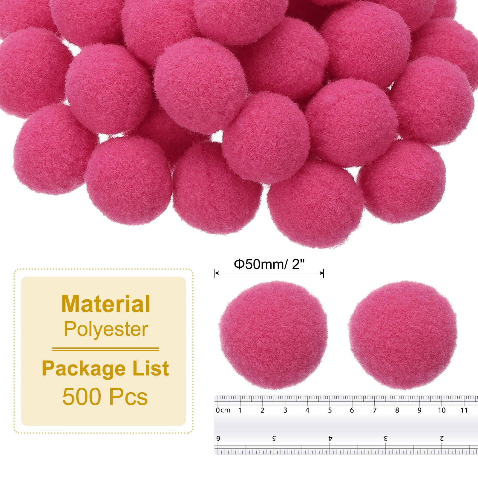 1inch Pom Poms for Crafts, 500pcs Pompoms for Crafts Puff Balls Bulk Fuzzy Balls for Hats Christmas Art DIY, Hot Pink