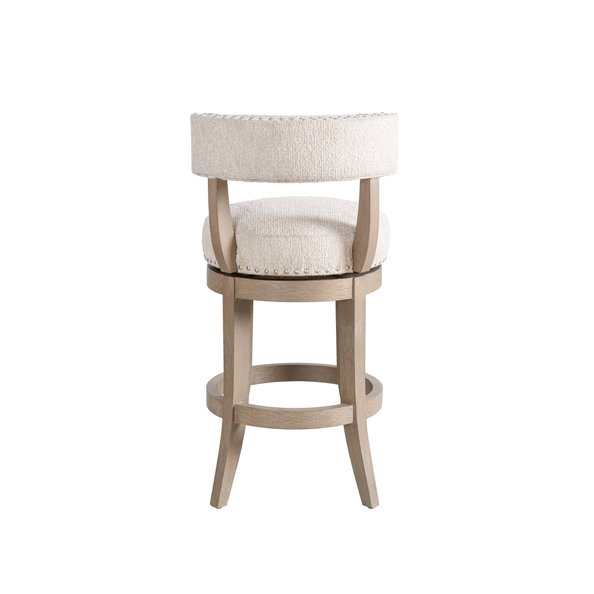 Mystic Solid Wood Upholstered 26" Counter Height Swivel Barstool with Ancient Stone Fabric Seat - Set of 3