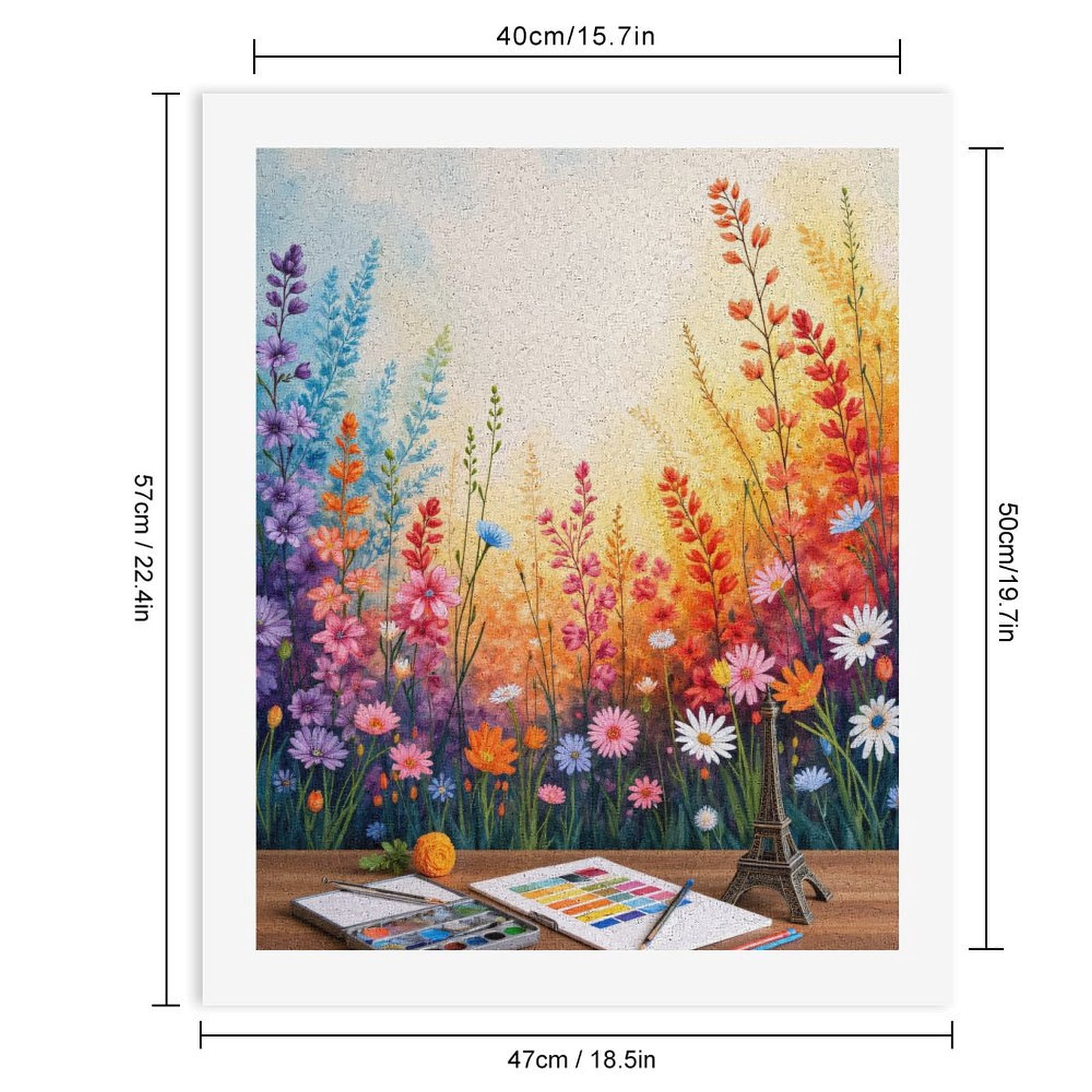 Paint By Numbers Kit for Adults Beginner - Floral Art Watercolors Wooden Desk DIY Canvas Painting Kits for Adults, Frameless Paint By Number for Adults for Home Wall Decor 16x20 Inch