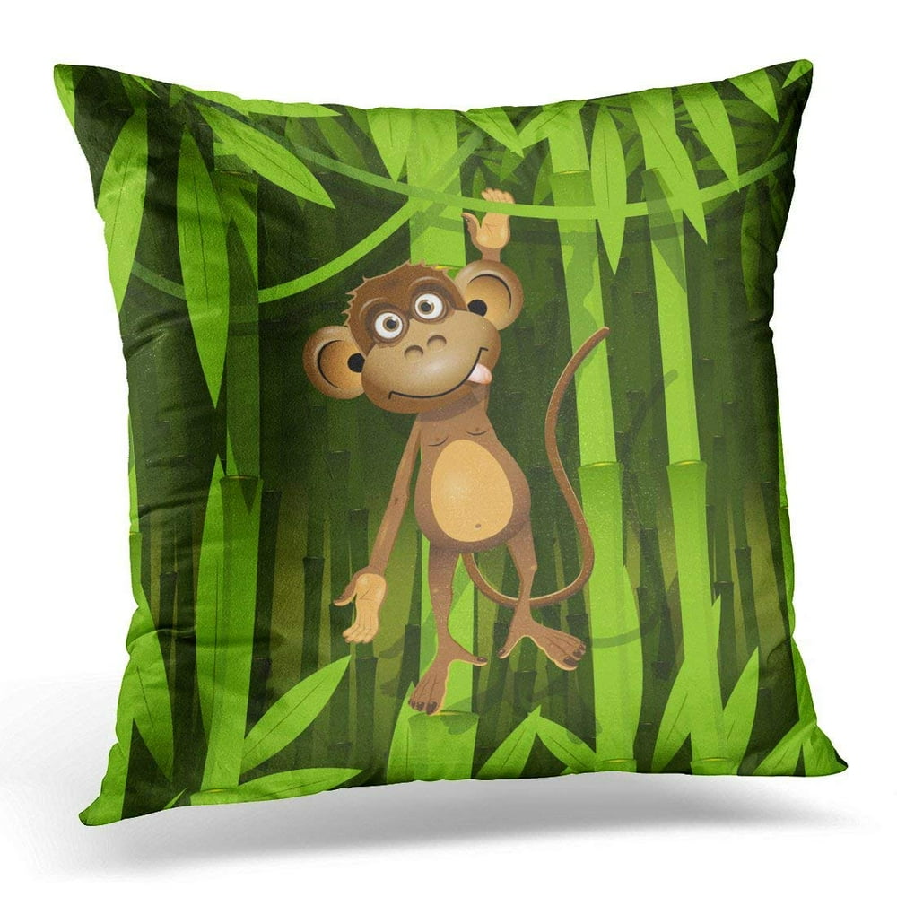 ARHOME Colorful Cartoon Brown Monkey in The Jungle Animal Throw Pillow