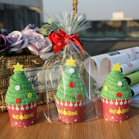 

Christmas Santa Claus Snowman Tree Cake Modelling Cotton Towel Creative Gifts Decorations Lights Set Accessories