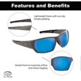 thumbnail image 3 of Flying Fisherman unisex adult Drop Back Sunglasses, Matte Gray Frame/Smoke-blue, 3 of 7