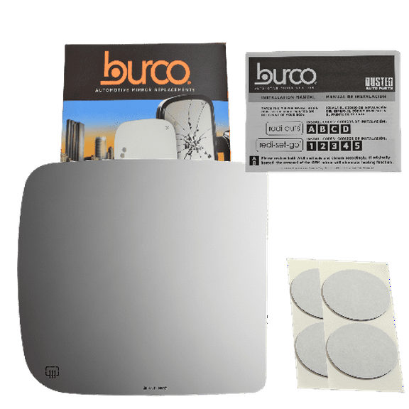 Burco Side View Mirror Replacement Glass with Motor Mount Plate - Clear Glass - 4340HRSG