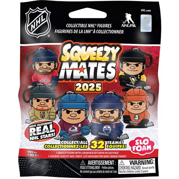 Squeezymates NHL 2025 Slo-foam Figure Keychain Pack