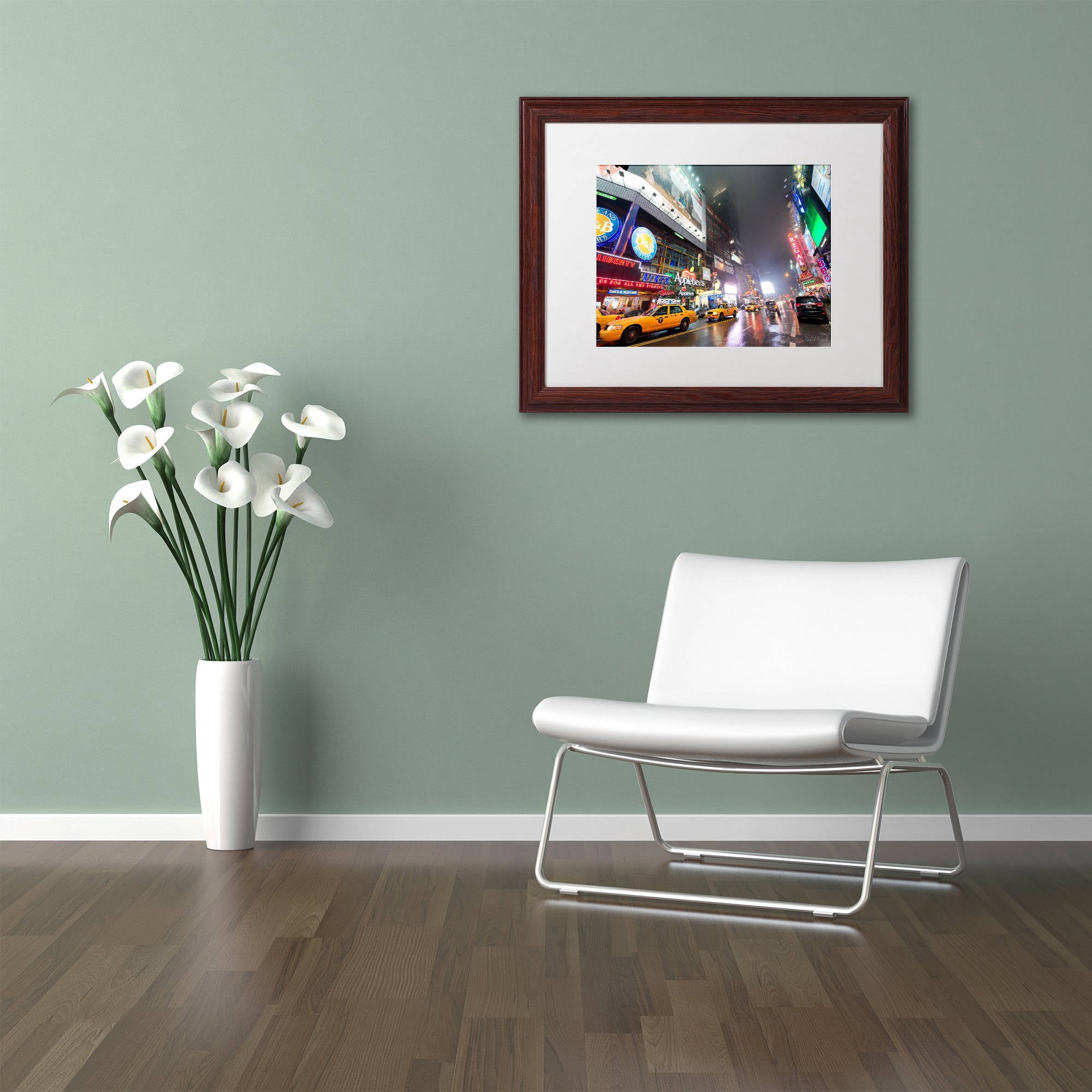 Trademark Fine Art "42nd. Street" Canvas Art by David Ayash White Matte, Wood Frame