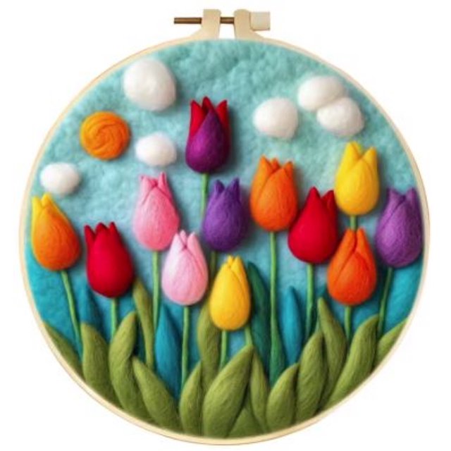 Kit de Fieltro de Lana para Principiantes | Tulipanes (20 cm con Marco)