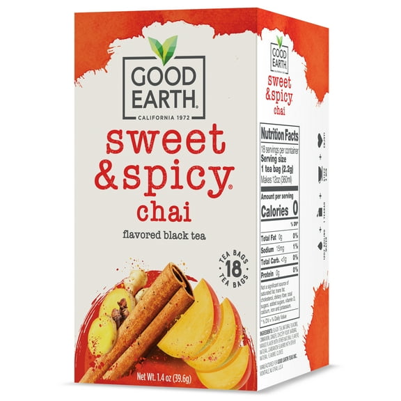 Good Earth, Sweet & Spicy Chai, Black Tea Bags, 18 Count