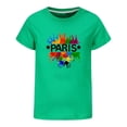 thumbnail image 3 of Rovga 2-3 Years Tops For Girls Children Kids Summer Letter Printed Shirt Blouse Top Tunic Clothes Short Sleeve Cartoon Prints Crer Neck Relax Fit Daily Wear Green, 3 of 4