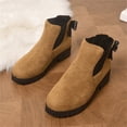 thumbnail image 4 of LRGSHF Women's Ankle Boots Chunky Low Heels Booties Slip On Elastic Fall Short Boots Round Toe Solid Faux Suede Casual Booties Back Bow Decor Non-Slip Comfortable Walking Shoes, 4 of 5