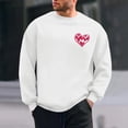 thumbnail image 2 of YOIAVAIOY Men Heart Print Sweatshirt Trendy Long Sleeve Love Graphic Sweatshirts Loose Casual Fall Pullover Top with Pocket White M, 2 of 9