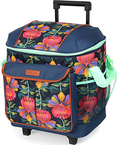 Arctic Zone 44-81452-00-08 Hot/Cold Insulated Rolling Tote, 44 Can  Capacity, Cabanan Blossom - Blue