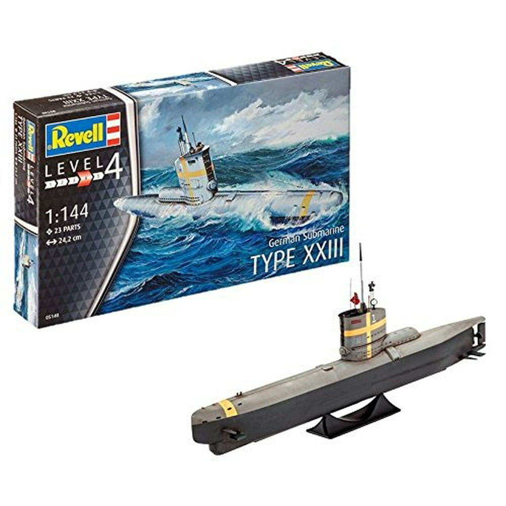 revell german submarine type xxiii model kit, 1144 scale, 24.2 cm