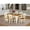 Buttermilk & Cherry, variant on 42-60 in. Weston Rectangular Table with 18 in. Leaf & 6 Vertical Slatted Chairs - Linen White, 7 Piece