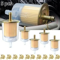 5pcs 3/8 inch inline fuel filter with 10pcs hose clamp for 3/8 inch fuel pipe used for motorcycles, car, trucks Universal Fuel Filters