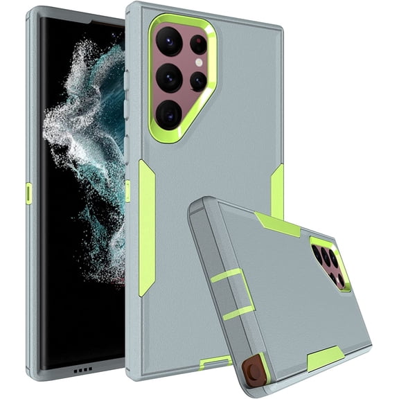 for Samsung Galaxy S22 Ultra Case, Dust-Proof Port Cover, Full Body Durable Silicone Rubber Phone Case for Samsung Galaxy S22 Ultra 5G, Deep Grey