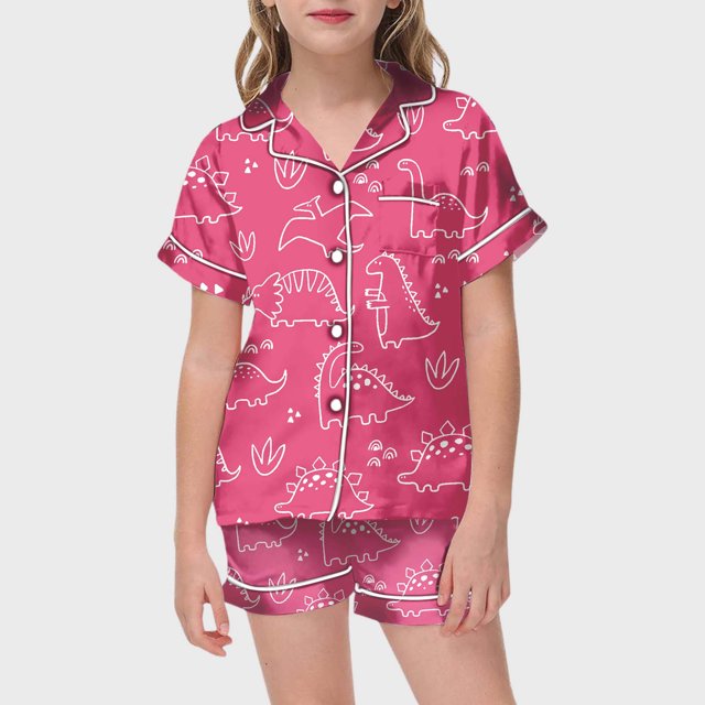 Ensemble de Pyjama en Satin pour Petites Filles, Ensembles de Pyjama à Colorier DIY, Ensemble de Pyjama à Boutons pour Filles, Tenues de Nuit, Pyjamas pour Filles 4T 5T
