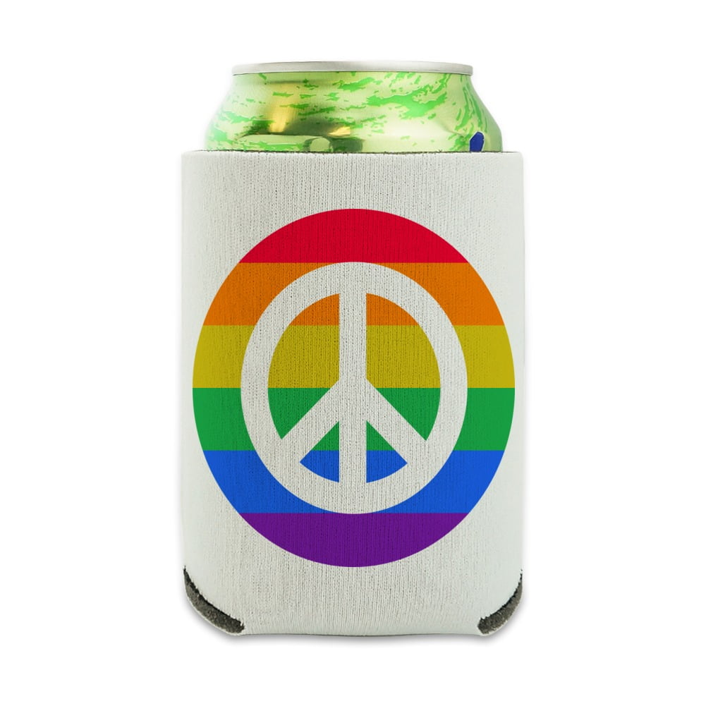 Peace Rainbow LGBTQ Symbol Can Cooler Drink Sleeve Hugger Collapsible Insulator Beverage