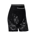 thumbnail image 4 of Qiylii Women's Sexy Lace Bodycon Boned Slim Leggings Slips Zip Up High Waist Letter Print Floral Sheer Mesh Short Pants Clubwear, 4 of 9