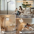 thumbnail image 5 of Arc Floor Lamp with Adjustable Lampshade Blue Cowboy Boots Floral Soft Watercolor Style Standing Lamp 3 Color Temperatures Dimmable Tall Pole Lamp with Foot Switch for Bedroom, 5 of 8