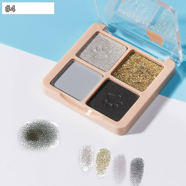 Xihbxyly Set de Maquillaje de 4 Sombras de Ojos de Color Nude, Paleta de Sombras de Ojos Mate Nude, Sombras de Ojos Brillantes con Brillo, Tonos Naturales Cálidos.