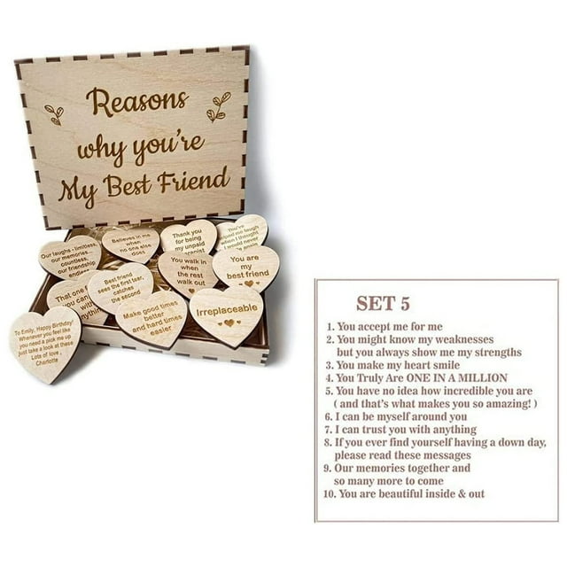 Caja de regalo de madera con forma de corazón personalizada, tesoro de la amistad único para mejores amigos