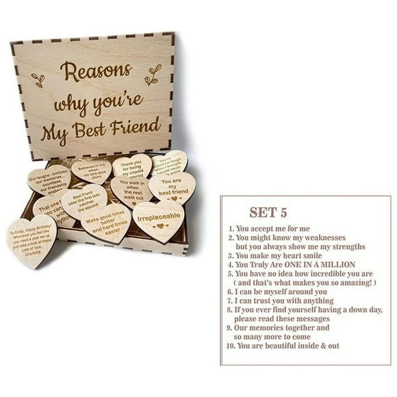 Unique Friendship Gift Personalized Wood Gift Box with Engraved Wooden Hearts Friendship Wooden Box Best Friend Gift
