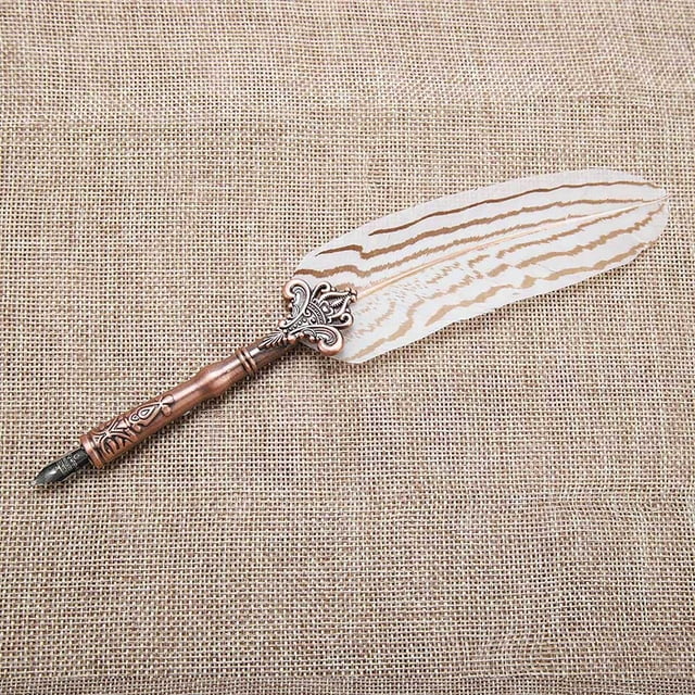 Feather Quill Pen Calligraphy Set Retro Classical Fountain Pen Feather Dip Pen Ink Bottle Set Stationery Gift Box for Students Teachers Birthday