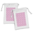 thumbnail image 1 of Pink Polka Dots Fabric Pouch Set of 2, Monotone Asymmetric Pattern with Irregular Rounds on Plain Background, Drawstring Bag for Toiletries Masks and Favors, 9" x 6", Pink and White, by Ambesonne, 1 of 2