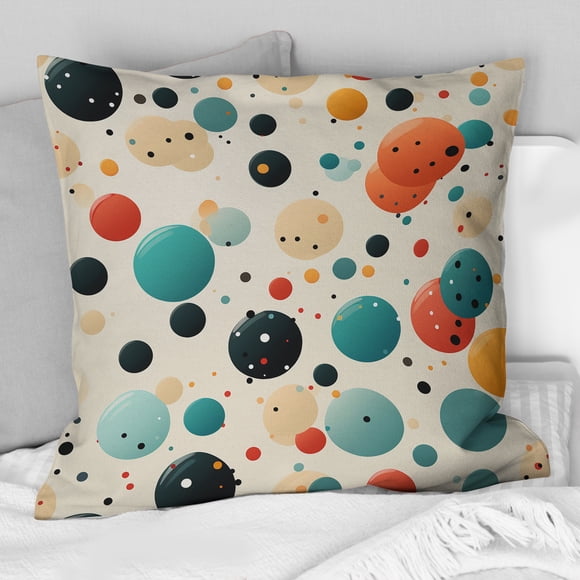 Designart "Revived Retro Polka Dots III" Polka Dots Throw Pillow - Modern Pillow For Couch - Insert And Pillows Covers For Living Room Decor