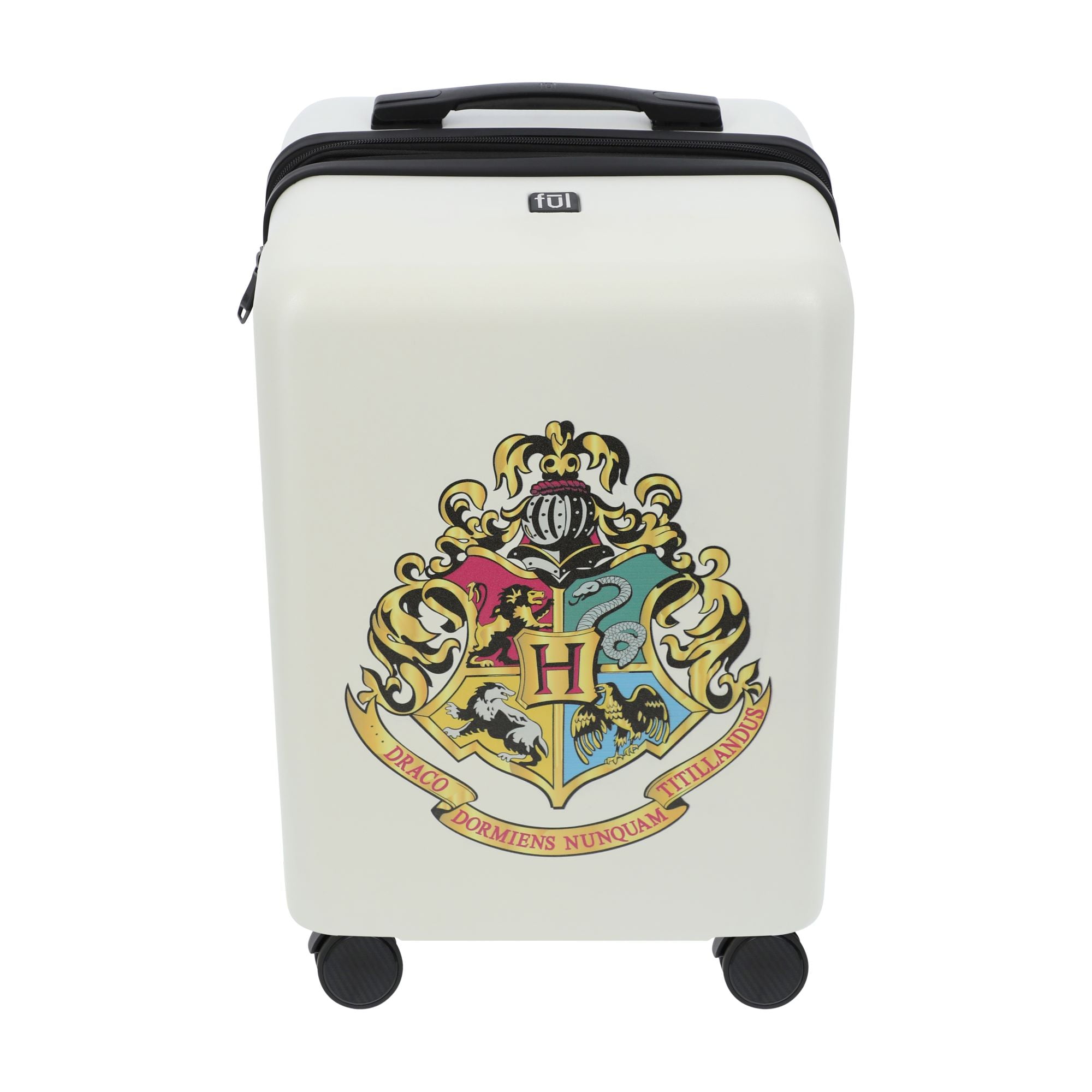 Harry Potter 22.5 Inch Carry On Luggage, Hogwarts Crest Hardshell Rolling Suitcase with Spinner Wheels, White