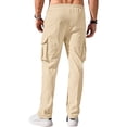 thumbnail image 4 of New Cargo Pants Mens Multi-Pockets Workwear SweatPants Outdoor Casual Straight Trousers Summer Lightweight Versatile Street Pant Beige 3XL, 4 of 4