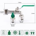 thumbnail image 4 of Generic Brass Dual Outlet Hose Tap with Detachable Design for Drinking Water and Garden Use, Thickened Valve Body, 15mm, Green Handle, One Inlet Two Outlets, 4 of 6