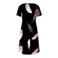 thumbnail image 3 of Levmjia Womens Summer Casual Dress V-Neck Short Sleeve Flowy Polyester Floral Print Beach Vacation Sundress Comfortable Lightweight Multi Color Options, 3 of 7