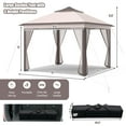 thumbnail image 3 of Costway 11'x11' 2-Tier Pop-Up Gazebo Tent Portable Canopy Shelter Carry Bag Mesh Beige, 3 of 11