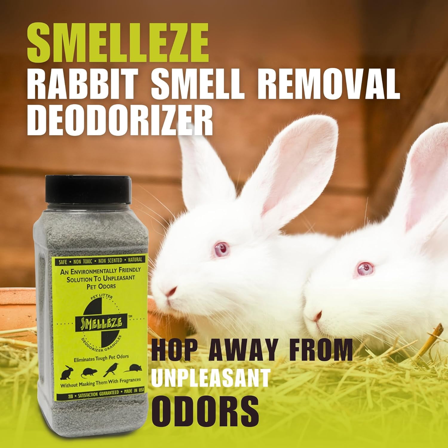 SMELLEZE Natural Rabbit Odor Eliminator Deodorizer 2 lb Granules