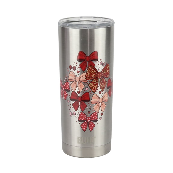 BUILT Valentine's Day Insulated Stainless Steel 20 oz Tumbler Red Bows